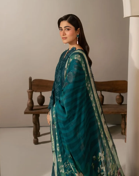 Elaf Premium | E Craft Chikankari 26 | EHC-2A MOSS - by Libasekhas UK - Registered Vendor of : Elaf Premium - 100% Original Designer Dress