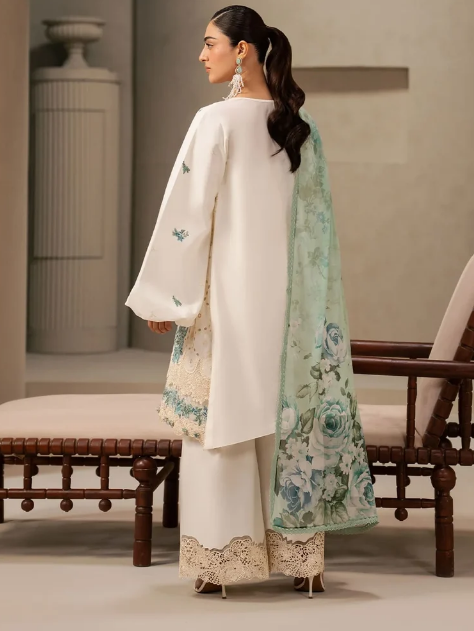 Elaf Premium | E Craft Chikankari 26 |EHC-1A VANILLA - by Libasekhas UK - Registered Vendor of : Elaf Premium - 100% Original Designer Dress