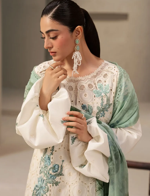 Elaf Premium | E Craft Chikankari 26 |EHC-1A VANILLA - by Libasekhas UK - Registered Vendor of : Elaf Premium - 100% Original Designer Dress