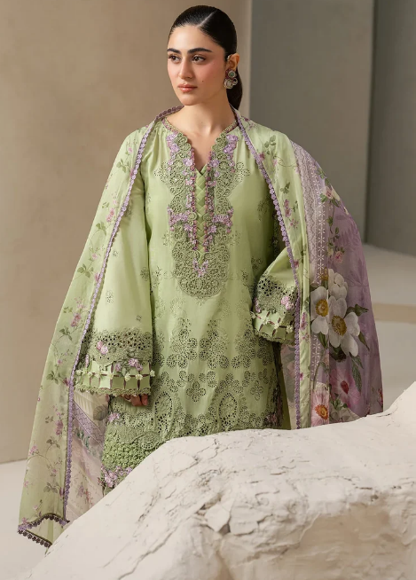 Elaf Premium | E Craft Chikankari 26 | EHC-6A BASIL - by Libasekhas UK - Registered Vendor of : Elaf Premium - 100% Original Designer Dress