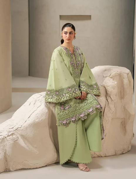 Elaf Premium | E Craft Chikankari 26 | EHC-6A BASIL - by Libasekhas UK - Registered Vendor of : Elaf Premium - 100% Original Designer Dress
