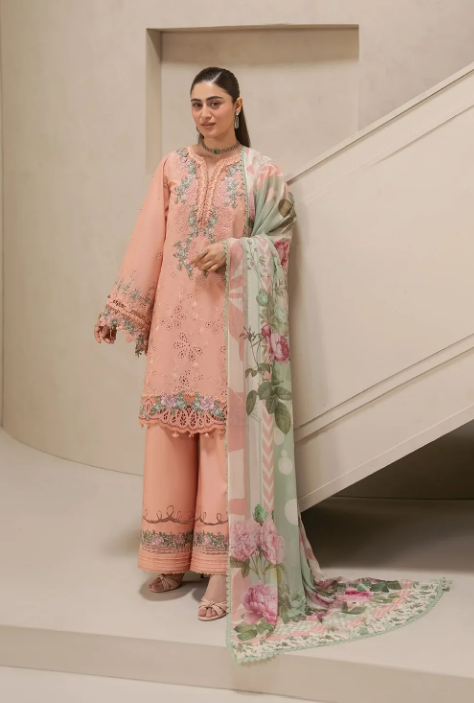 Elaf Premium | E Craft Chikankari 26 |EHC-3B DUSTROSE - by Libasekhas UK - Registered Vendor of : Elaf Premium - 100% Original Designer Dress