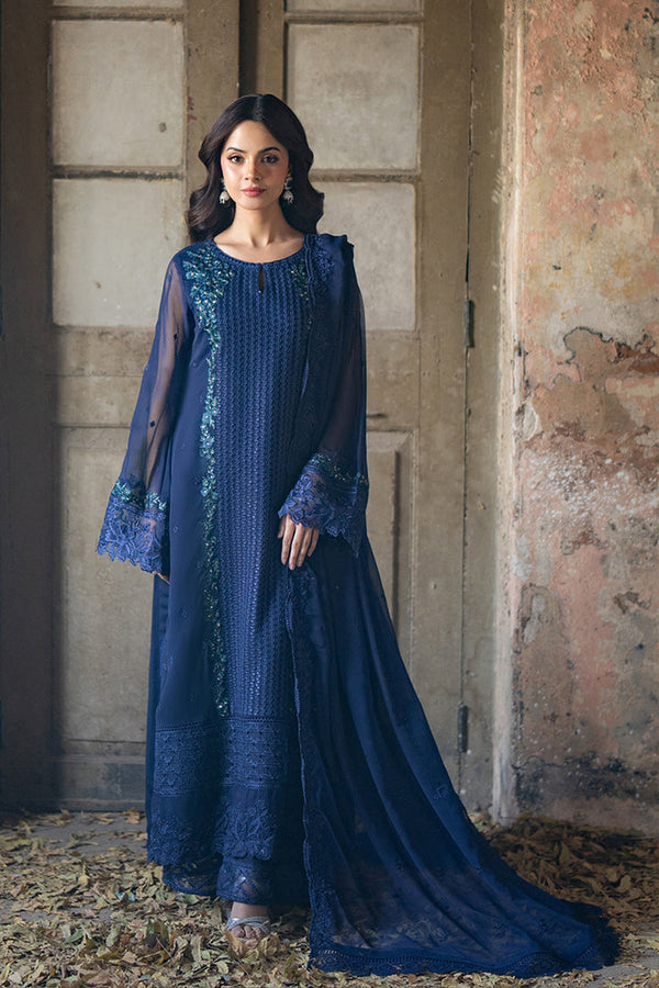 Azure | Ensembles Embroidered Formals | Serene Sapphire - by - Libasekhas UK - Registered Vendor of : Azure - 100% Original Designer Dresss