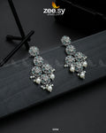 Silver Orchid Earrings - by - Libasekhas UK - Registered Vendor of : Zeesy - 100% Original Designer Dresss