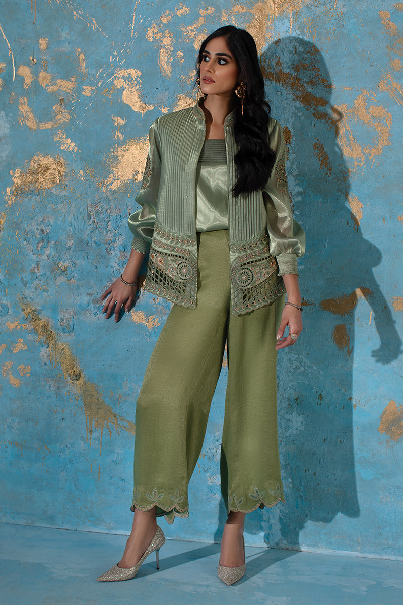 Wardha Saleem | Luxury Pret Fusion Wear | CHANTAL - JACKET SET (3 PC) - by - Libasekhas UK - Registered Vendor of : Wardha Saleem - 100% Original Designer Dresss