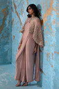 Wardha Saleem | Luxury Pret Fusion Wear | ROSALIE - FORMAL CAPE WITH DRAPE (2 PC) - by - Libasekhas UK - Registered Vendor of : Wardha Saleem - 100% Original Designer Dresss