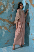 Wardha Saleem | Luxury Pret Fusion Wear | ROSALIE - FORMAL CAPE WITH DRAPE (2 PC) - by - Libasekhas UK - Registered Vendor of : Wardha Saleem - 100% Original Designer Dresss