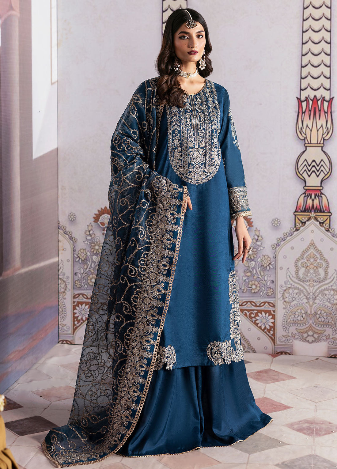 Sahane | There She Glows  | TSG-04 Azure - There She Glows - by - Libasekhas UK - Registered Vendor of : Sahane - 100% Original Designer Dresss
