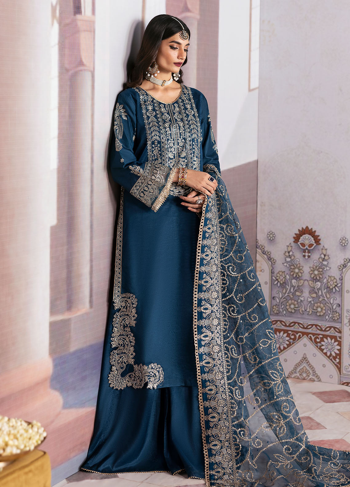 Sahane | There She Glows  | TSG-04 Azure - There She Glows - by - Libasekhas UK - Registered Vendor of : Sahane - 100% Original Designer Dresss