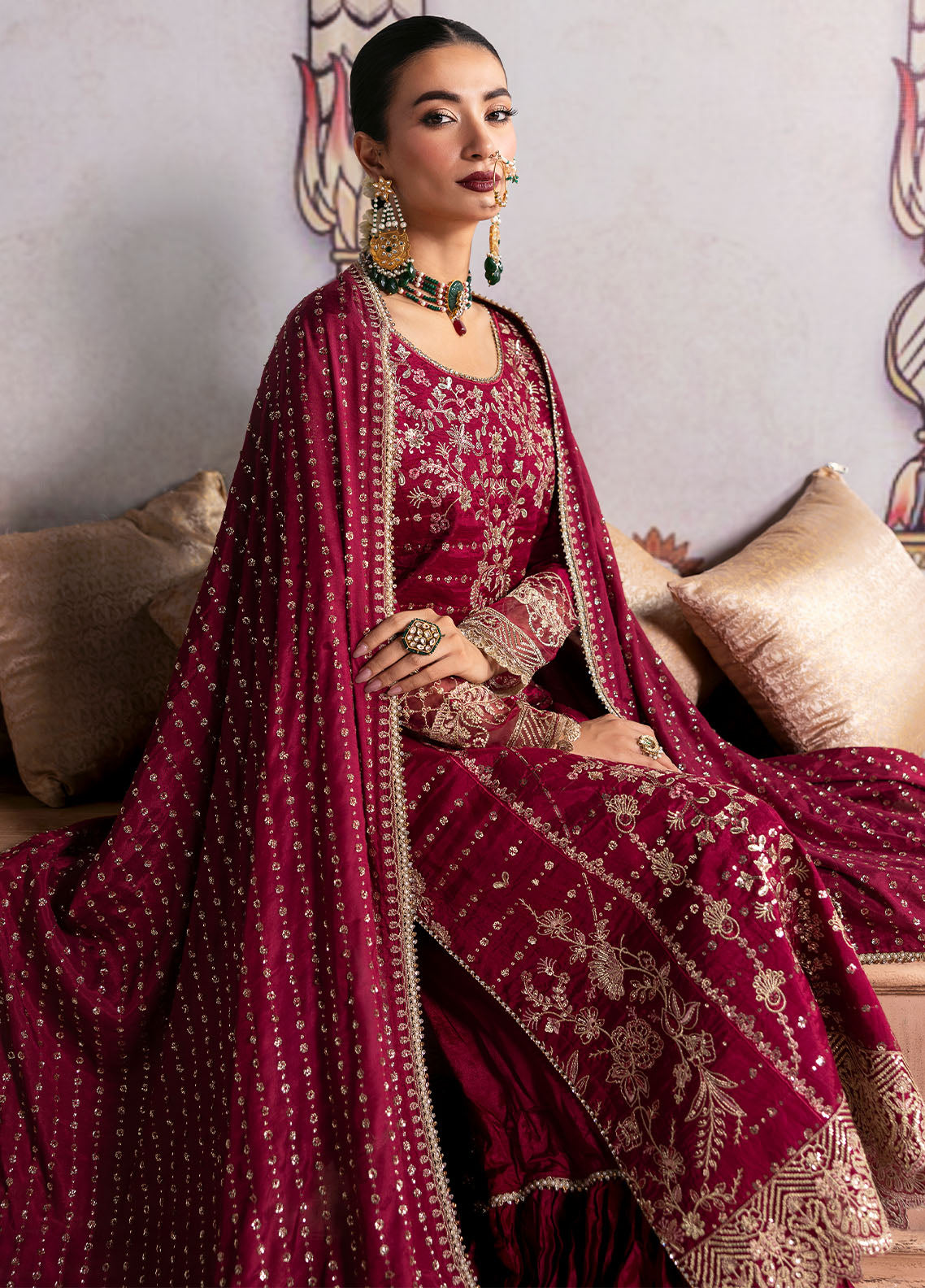 Sahane | There She Glows  | TSG-07 Merlot - by - Libasekhas UK - Registered Vendor of : Sahane - 100% Original Designer Dresss