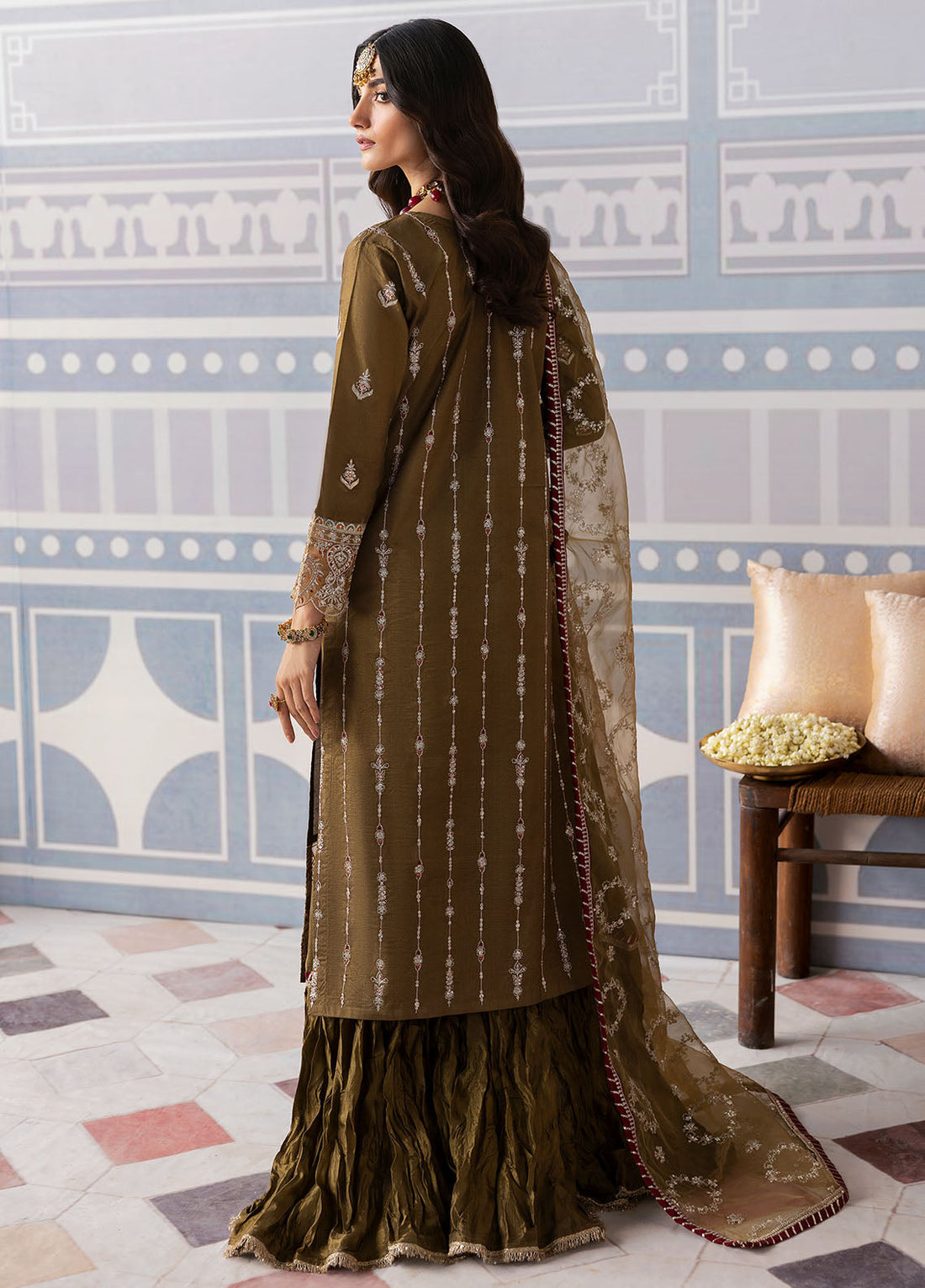 Sahane | There She Glows  | TSG-02 Olivine - There She Glows - by - Libasekhas UK - Registered Vendor of : Sahane - 100% Original Designer Dresss