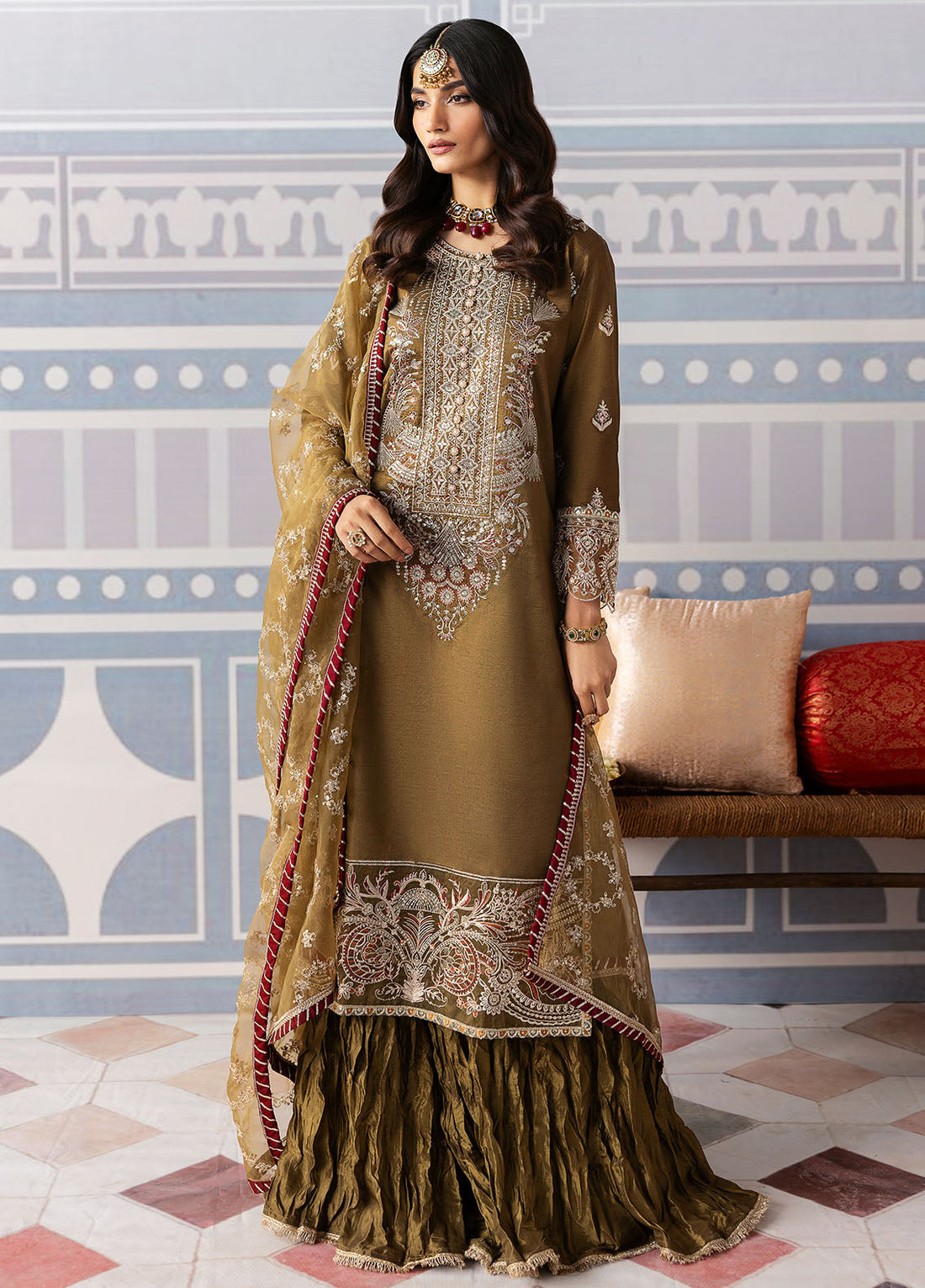 Sahane | There She Glows  | TSG-02 Olivine - There She Glows - by - Libasekhas UK - Registered Vendor of : Sahane - 100% Original Designer Dresss