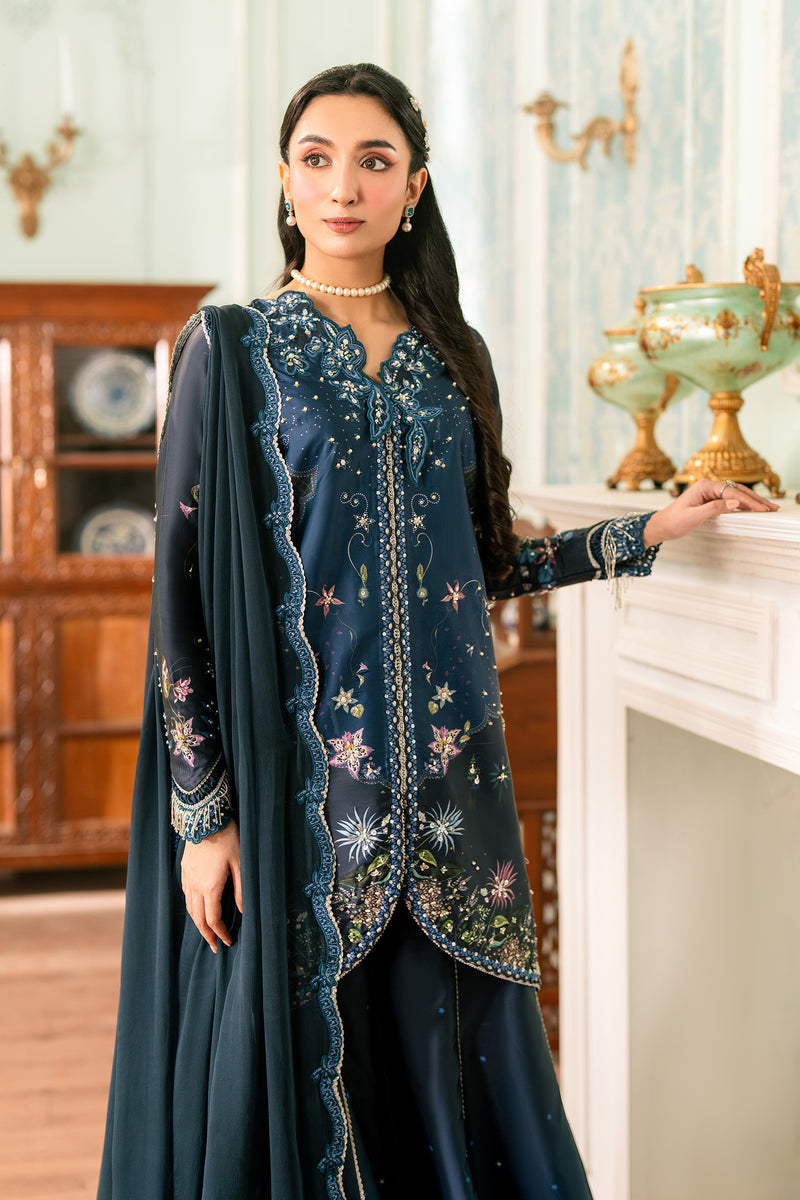Qalamkar | Luxe Silk 26 | QSL-06 NERINA - by Libasekhas UK - Registered Vendor of : Qalamkar - 100% Original Designer Dress