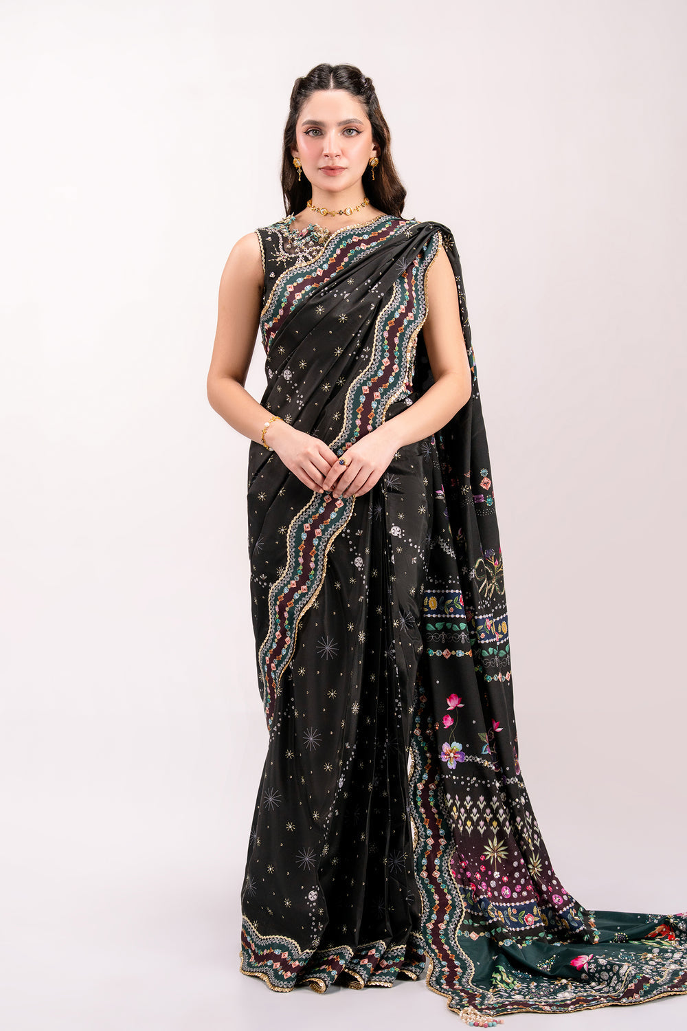 Qalamkar | Luxe Silk 26 | QSL-08 LINNEA - by Libasekhas UK - Registered Vendor of : Qalamkar - 100% Original Designer Dress