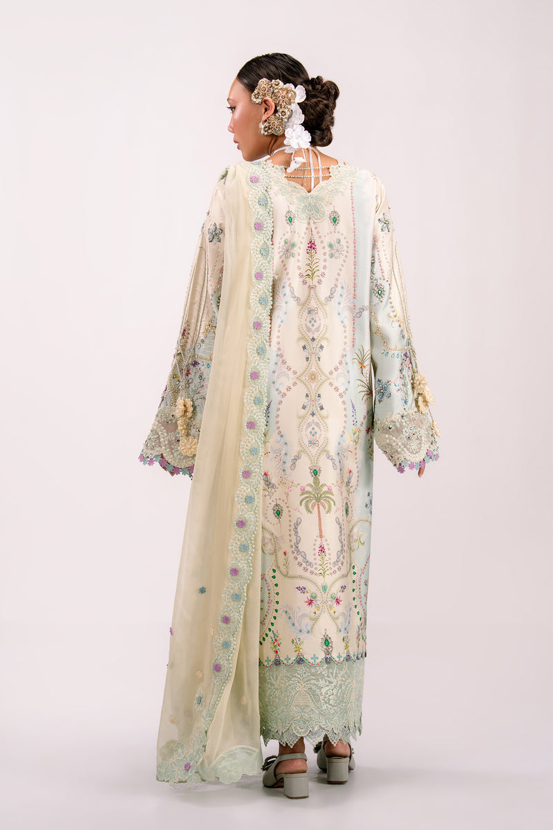 Qalamkar | Luxe Silk 26 | QSL-01 AZURE - by Libasekhas UK - Registered Vendor of : Qalamkar - 100% Original Designer Dress