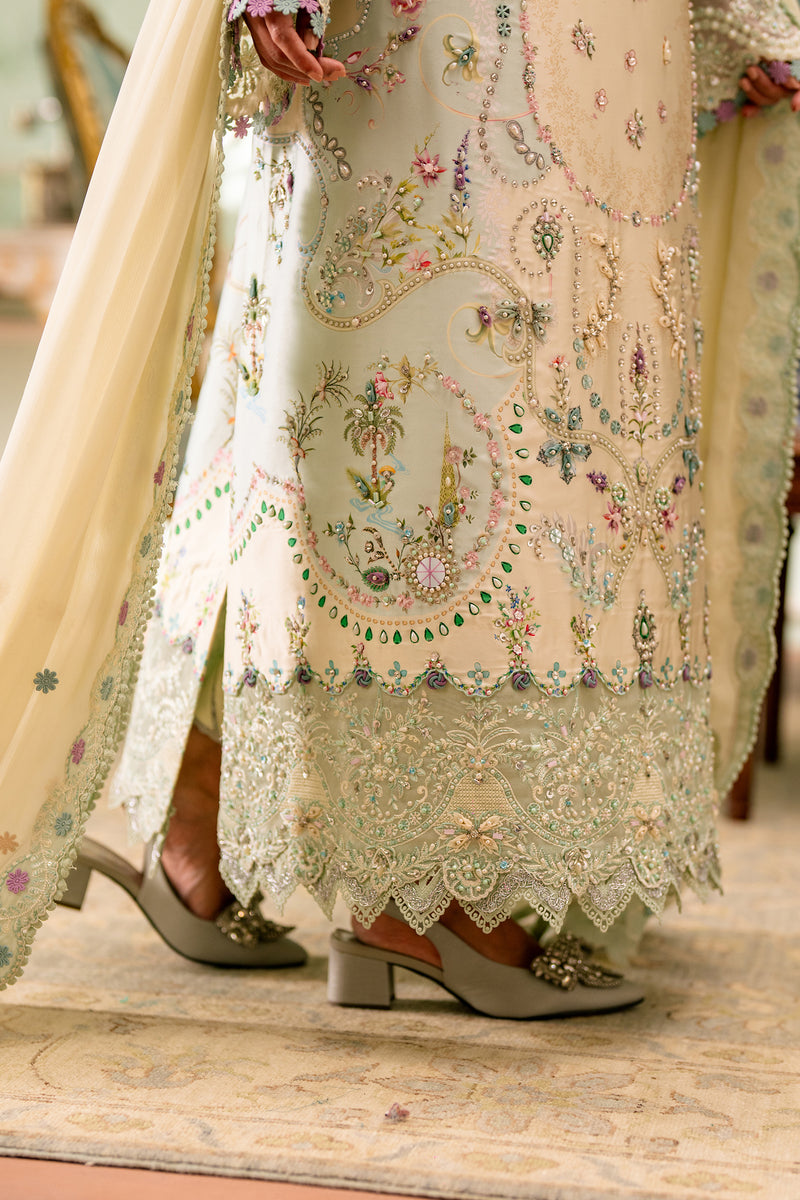 Qalamkar | Luxe Silk 26 | QSL-01 AZURE - by Libasekhas UK - Registered Vendor of : Qalamkar - 100% Original Designer Dress