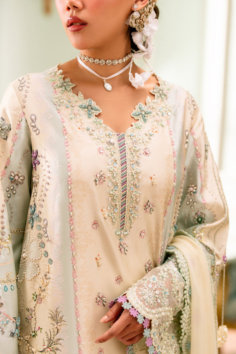 Qalamkar | Luxe Silk 26 | QSL-01 AZURE - by Libasekhas UK - Registered Vendor of : Qalamkar - 100% Original Designer Dress