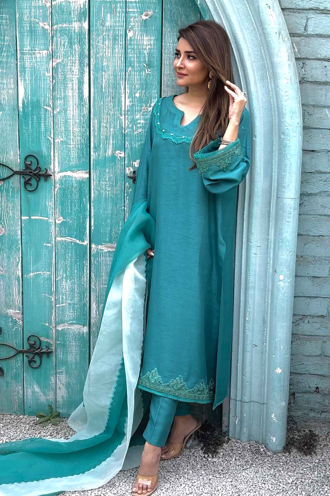 Leon | Leon Luxe Collection | TEAL BLUE - by - Libasekhas UK - Registered Vendor of : Leon - 100% Original Designer Dresss