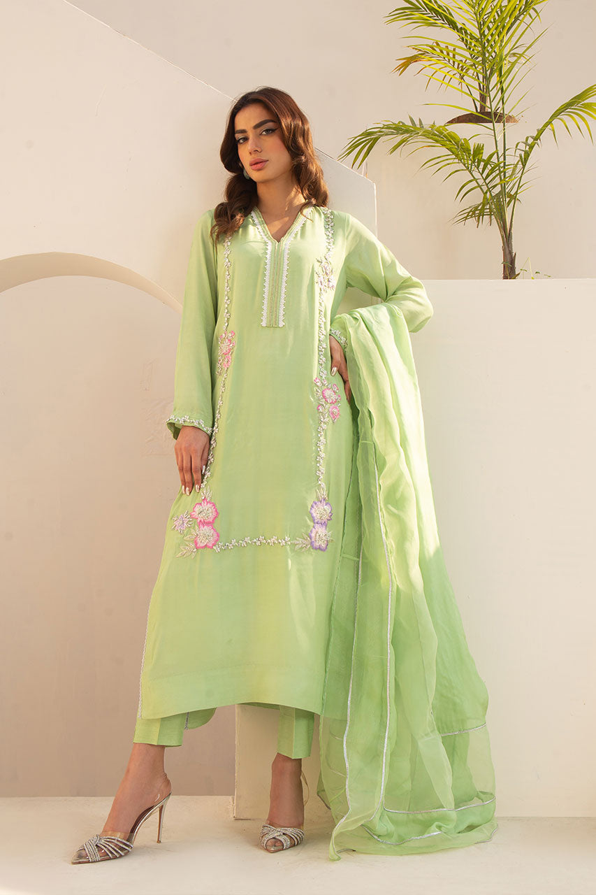 Leon | Leon Luxe Collection | Lush Green Symphony - by - Libasekhas UK - Registered Vendor of : Leon - 100% Original Designer Dresss