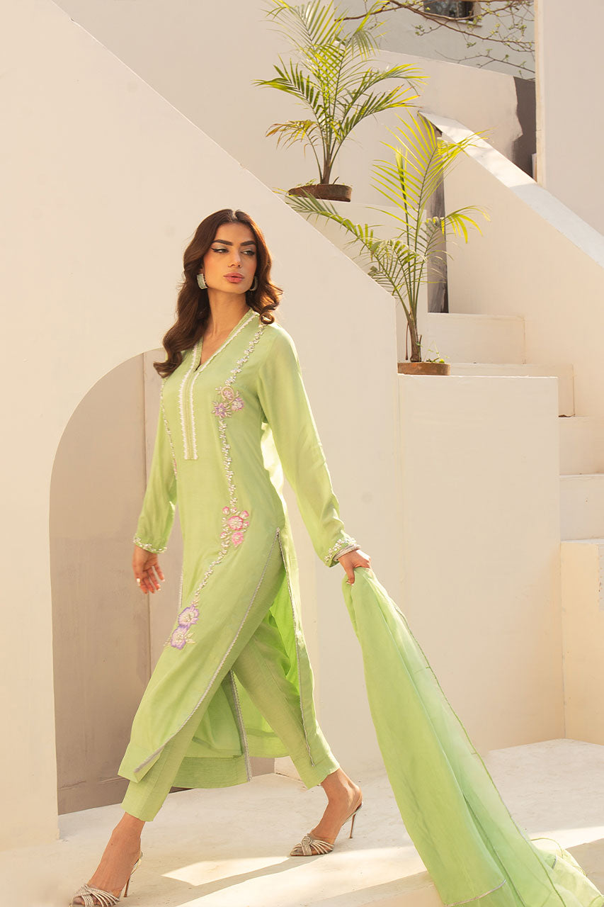 Leon | Leon Luxe Collection | Lush Green Symphony - by - Libasekhas UK - Registered Vendor of : Leon - 100% Original Designer Dresss