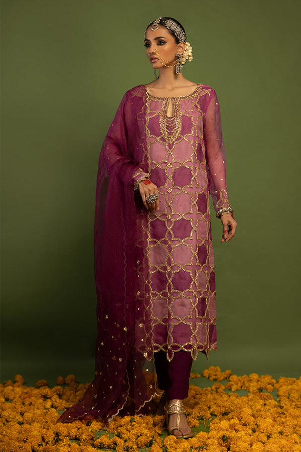 Wardha Saleem | Luxury Pret Traditional Wear | SARAAB - PLUM HEAVY (2 PC) - by - Libasekhas UK - Registered Vendor of : Wardha Saleem - 100% Original Designer Dresss