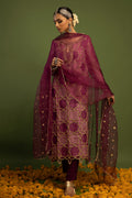 Wardha Saleem | Luxury Pret Traditional Wear | SARAAB - PLUM HEAVY (2 PC) - by - Libasekhas UK - Registered Vendor of : Wardha Saleem - 100% Original Designer Dresss