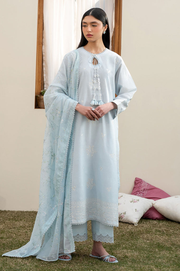 Cross Stitch | Emb Lawn Mahiri 26 | FROSTED MIST - by Libasekhas UK - Registered Vendor of : Cross Stitch - 100% Original Designer Dress
