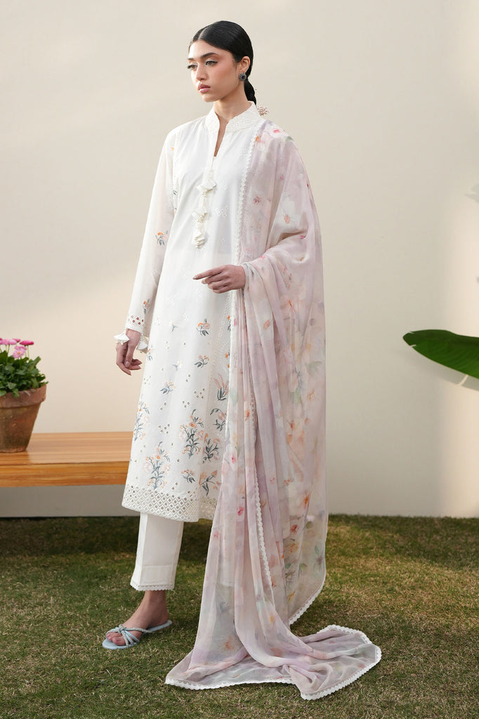 Cross Stitch | Emb Lawn Mahiri 26 | PRISTINE IVORY - by Libasekhas UK - Registered Vendor of : Cross Stitch - 100% Original Designer Dress