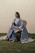 Cross Stitch | The Moonsoon Edit 26 | SAFRON SKY-3PC EMBROIDERED SUIT - by Libasekhas UK - Registered Vendor of : Cross Stitch - 100% Original Designer Dress