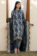 Cross Stitch | Emb Lawn Mahiri 26 | OMBRE BLUE - by Libasekhas UK - Registered Vendor of : Cross Stitch - 100% Original Designer Dress