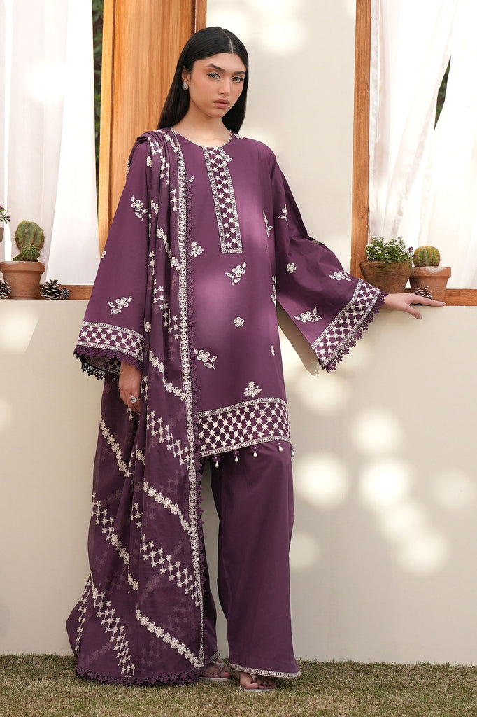 Cross Stitch | Emb Lawn Mahiri 26 | CHIVE BLOSSOM - by Libasekhas UK - Registered Vendor of : Cross Stitch - 100% Original Designer Dress
