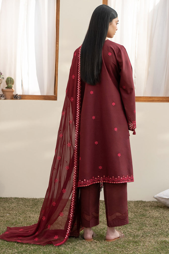 Cross Stitch | Emb Lawn Mahiri 26 | WINDSOR RED - by Libasekhas UK - Registered Vendor of : Cross Stitch - 100% Original Designer Dress