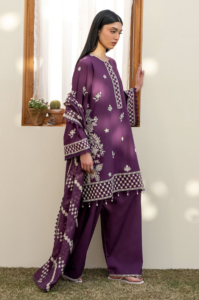 Cross Stitch | Emb Lawn Mahiri 26 | CHIVE BLOSSOM - by Libasekhas UK - Registered Vendor of : Cross Stitch - 100% Original Designer Dress
