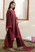 Cross Stitch | Emb Lawn Mahiri 26 | WINDSOR RED - by Libasekhas UK - Registered Vendor of : Cross Stitch - 100% Original Designer Dress