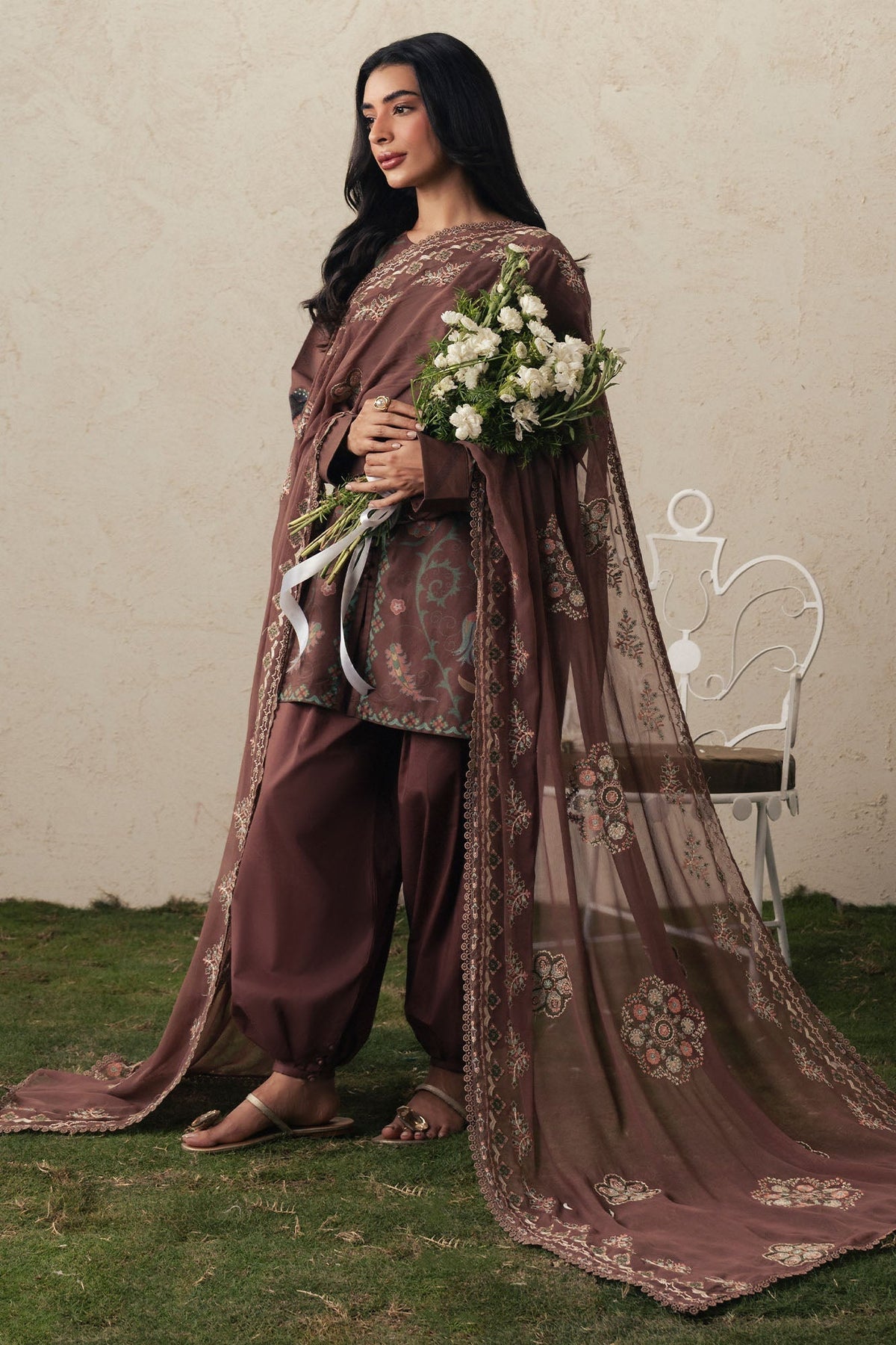 Cross Stitch | The Moonsoon Edit 26 | BRUNETTE GLAM-3PC PRINTED SUIT - by Libasekhas UK - Registered Vendor of : Cross Stitch - 100% Original Designer Dress