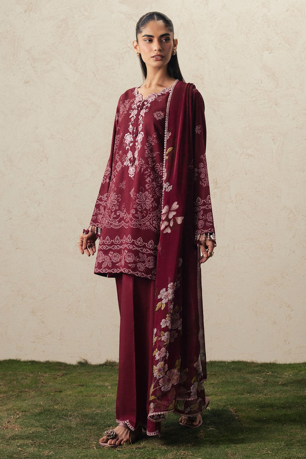 Cross Stitch | The Moonsoon Edit 26 | VELVET WHISPER-3PC PRINTED SUIT - by Libasekhas UK - Registered Vendor of : Cross Stitch - 100% Original Designer Dress