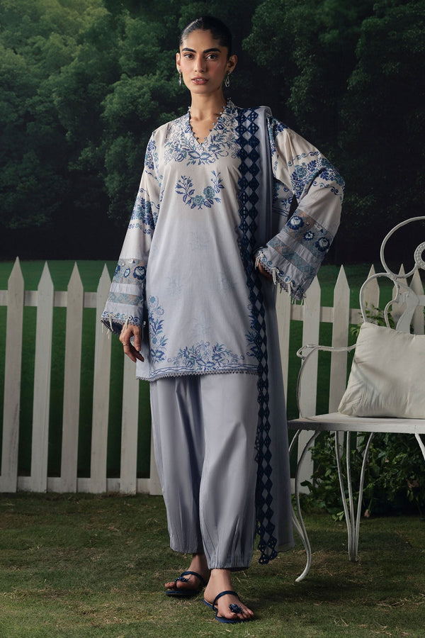 Cross Stitch | The Moonsoon Edit 26 | AZURE BLOOM-3PC PRINTED SUIT - by Libasekhas UK - Registered Vendor of : Cross Stitch - 100% Original Designer Dress
