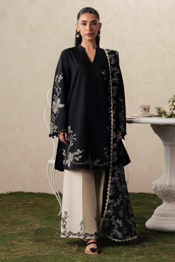 Cross Stitch | The Moonsoon Edit 26 | EBONY LACE-3PC PRINTED SUIT - by Libasekhas UK - Registered Vendor of : Cross Stitch - 100% Original Designer Dress