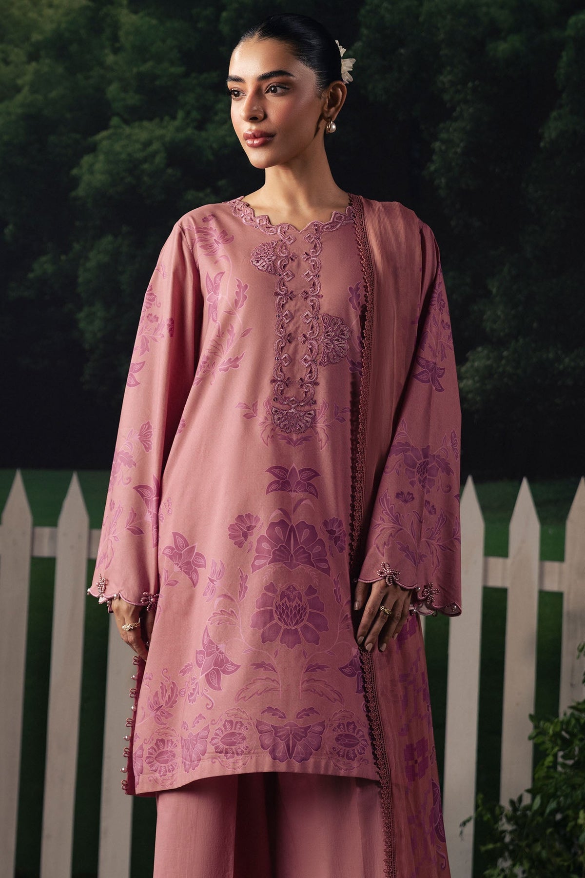 Cross Stitch | The Moonsoon Edit 26 | BLUSH ESSENCE-3PC PRINTED SUIT - by Libasekhas UK - Registered Vendor of : Cross Stitch - 100% Original Designer Dress