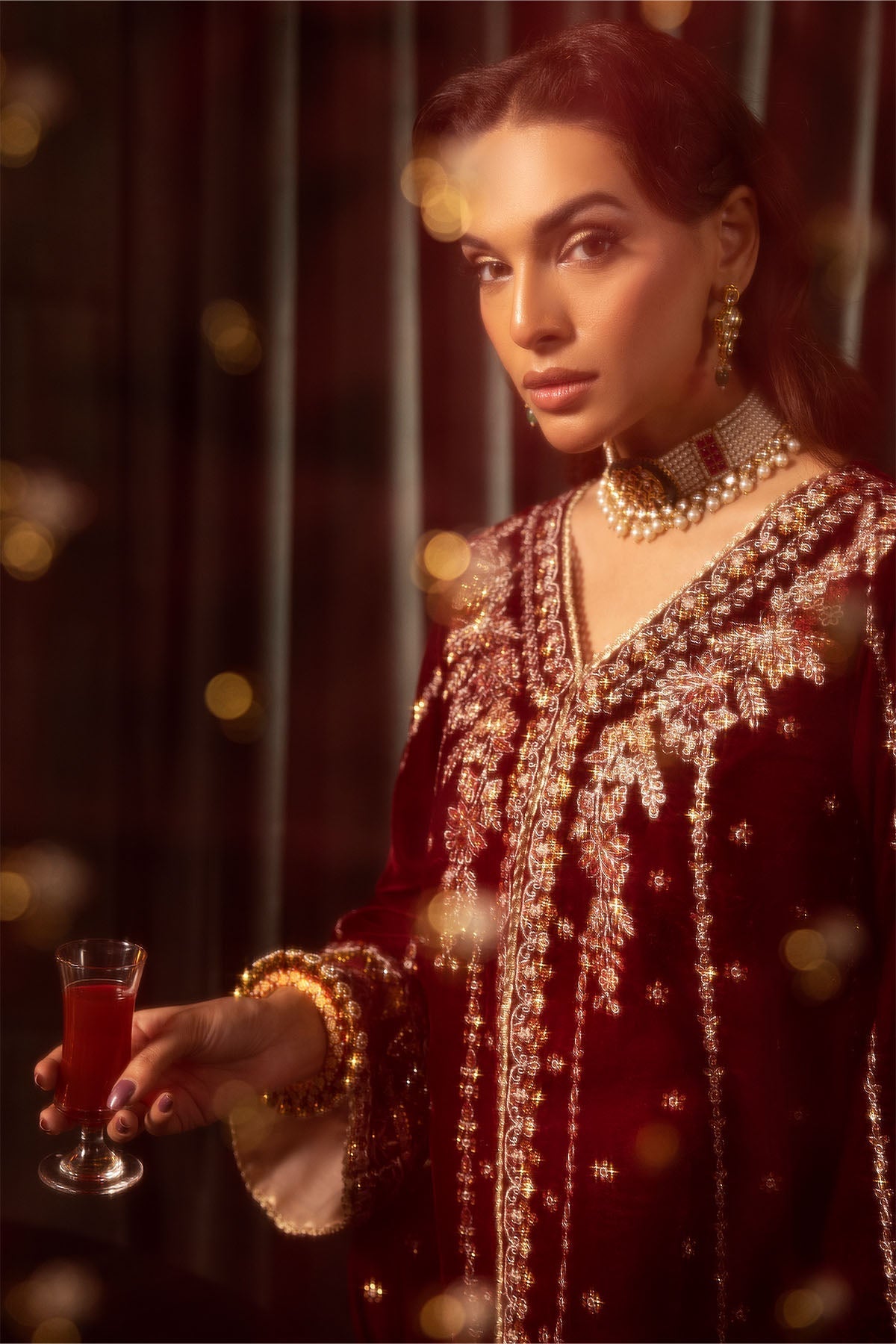 Motifz | Velvet Formals | 5099-SANDAL - by - Libasekhas UK - Registered Vendor of : Motifz - 100% Original Designer Dresss