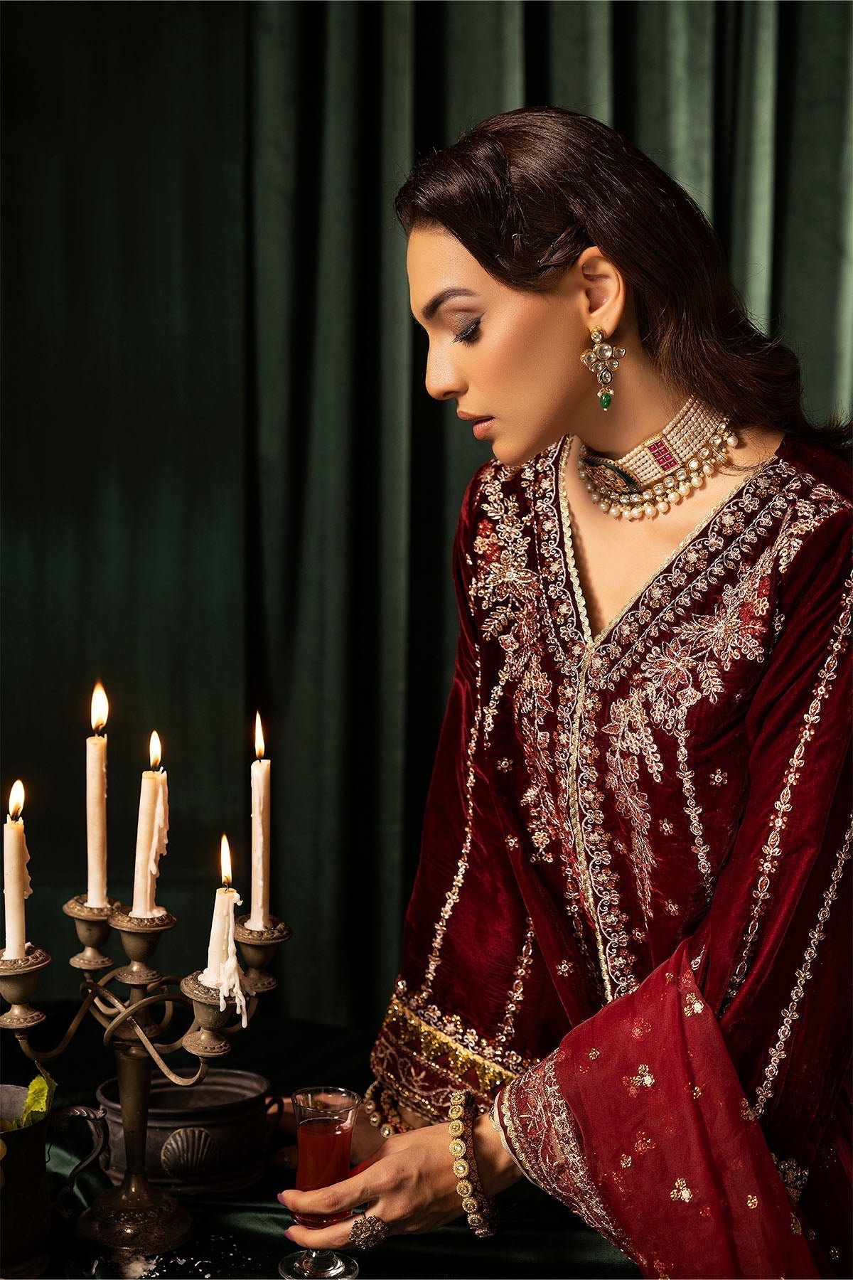Motifz | Velvet Formals | 5099-SANDAL - by - Libasekhas UK - Registered Vendor of : Motifz - 100% Original Designer Dresss
