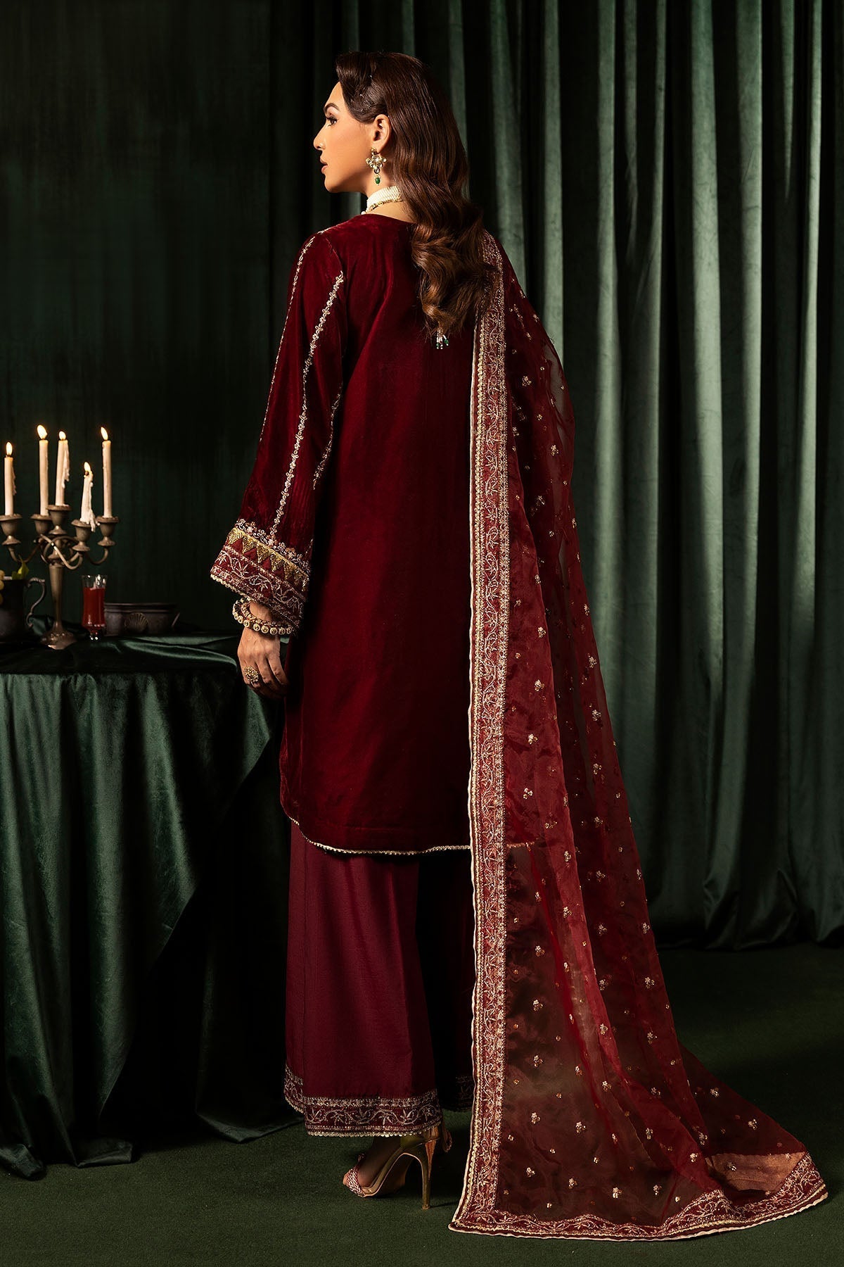 Motifz | Velvet Formals | 5099-SANDAL - by - Libasekhas UK - Registered Vendor of : Motifz - 100% Original Designer Dresss