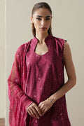 Cross Stitch | Mahiri Embroidered Collection 26 |RUBY GLOW - by Libasekhas UK - Registered Vendor of : Cross Stitch - 100% Original Designer Dress