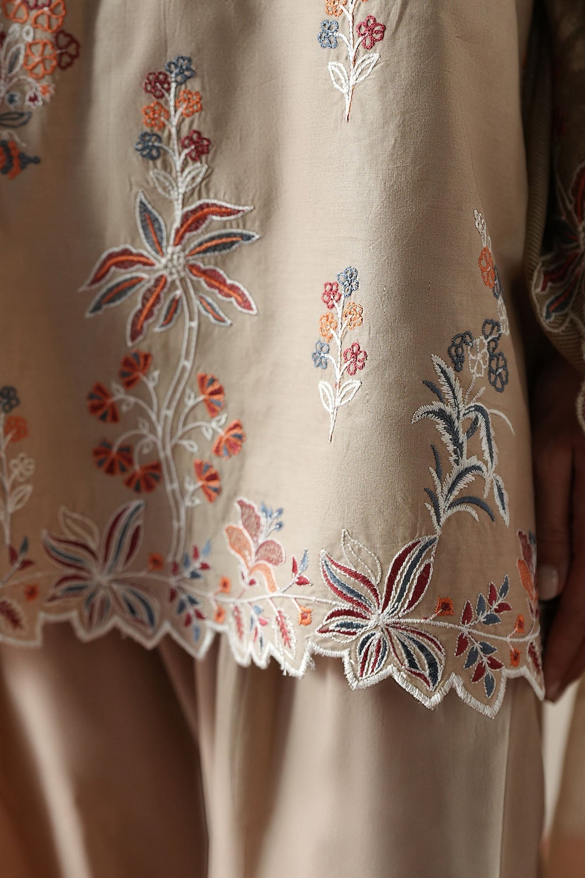 Cross Stitch | Mahiri Embroidered Collection 26 |DUSTY SAGE - by Libasekhas UK - Registered Vendor of : Cross Stitch - 100% Original Designer Dress
