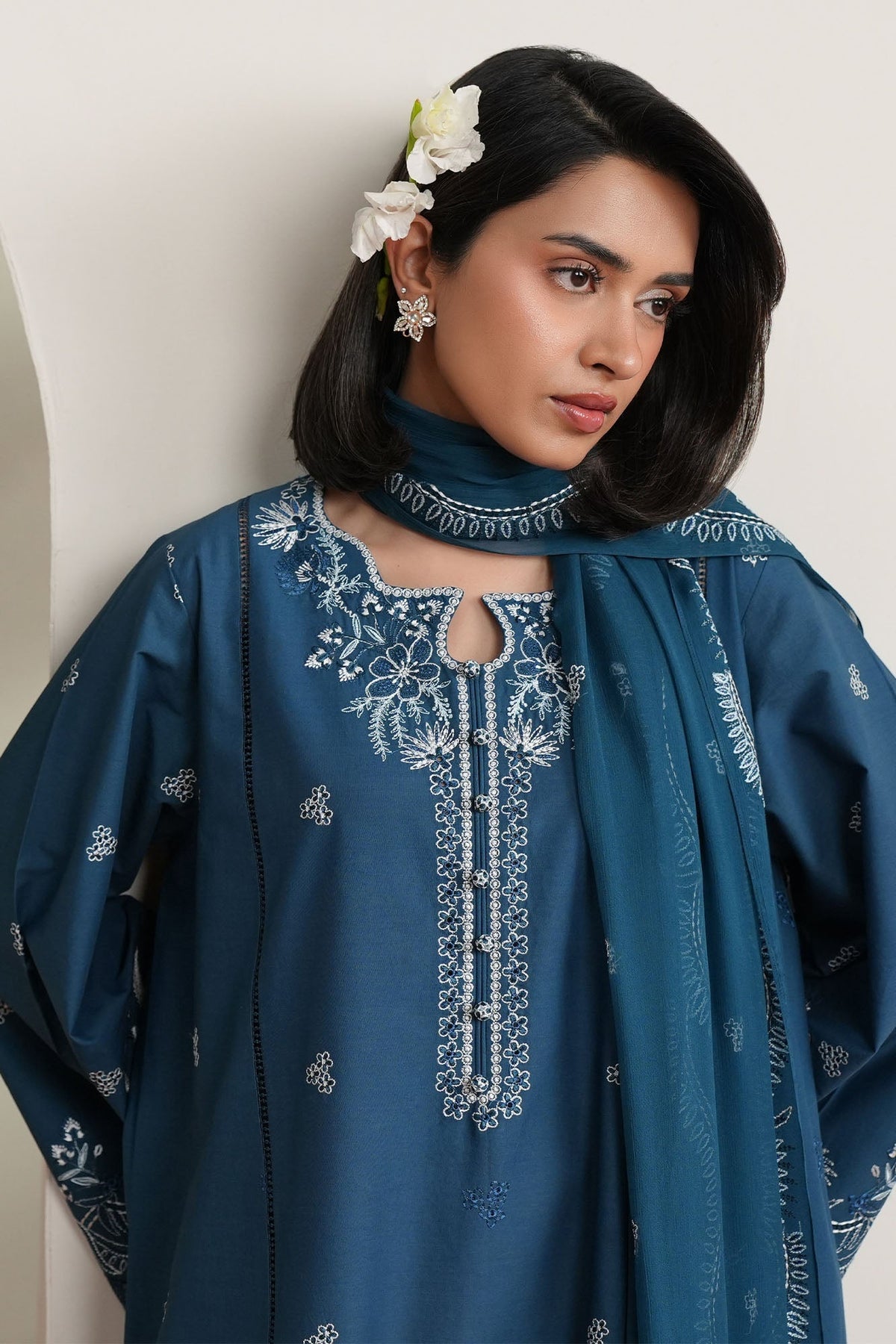 Cross Stitch | Mahiri Embroidered Collection 26 |SAPPHIRE GARDEN - by Libasekhas UK - Registered Vendor of : Cross Stitch - 100% Original Designer Dress