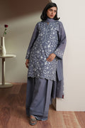 Cross Stitch | Mahiri Embroidered Collection 26 | SLATE PETALS - by Libasekhas UK - Registered Vendor of : Cross Stitch - 100% Original Designer Dress