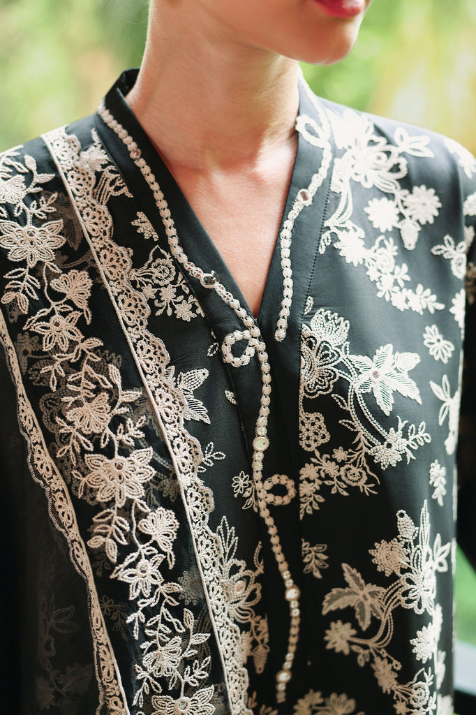 Cross Stitch | Eid Lawn Edit 26 |  OBSIDIAN BLOOM - by Libasekhas UK - Registered Vendor of : Cross Stitch - 100% Original Designer Dress