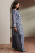 Cross Stitch | Mahiri Embroidered Collection 26 | SLATE PETALS - by Libasekhas UK - Registered Vendor of : Cross Stitch - 100% Original Designer Dress