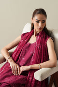 Cross Stitch | Mahiri Embroidered Collection 26 |RUBY GLOW - by Libasekhas UK - Registered Vendor of : Cross Stitch - 100% Original Designer Dress