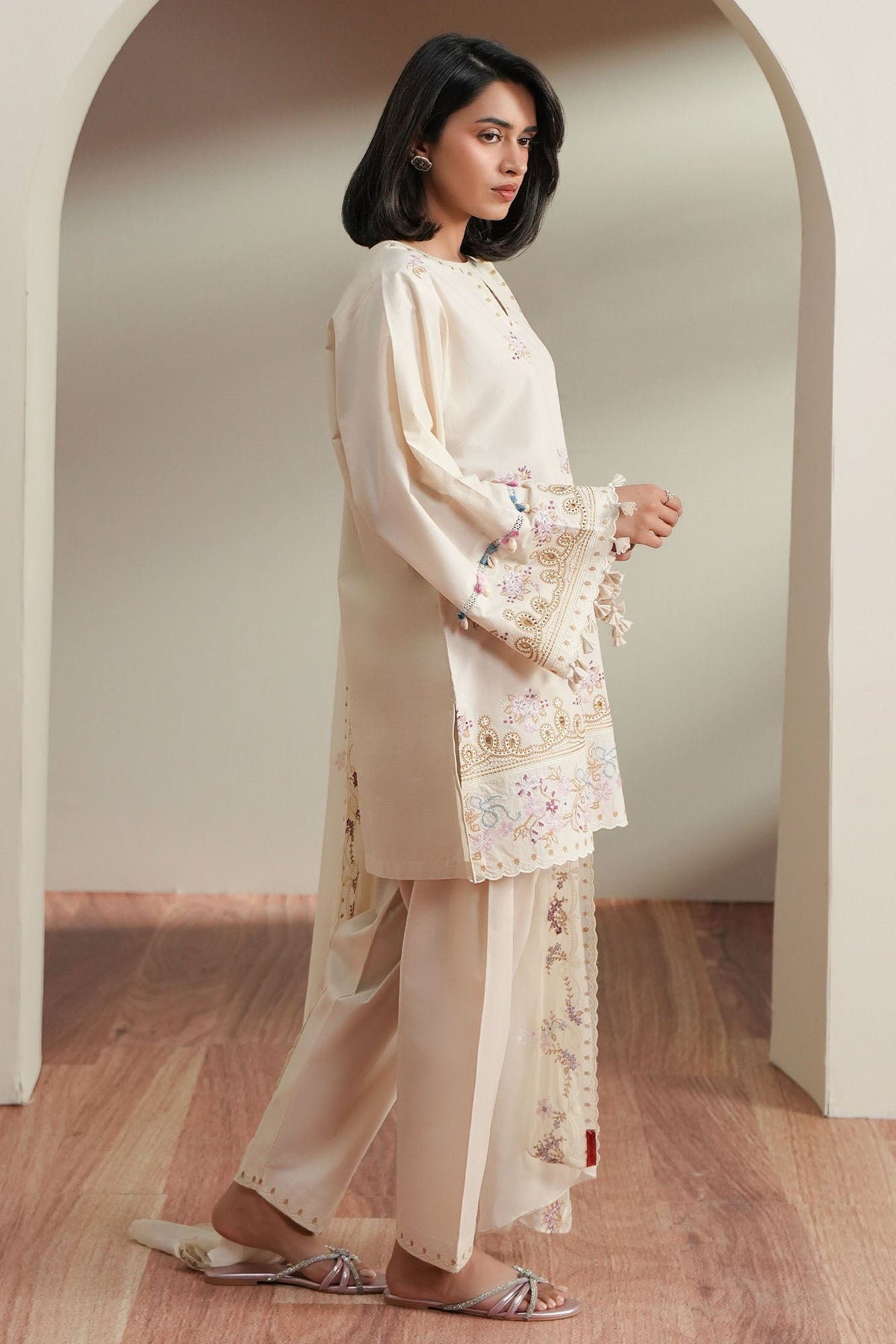 Cross Stitch | Mahiri Embroidered Collection 26 | VORY MOSIAC - by Libasekhas UK - Registered Vendor of : Cross Stitch - 100% Original Designer Dress